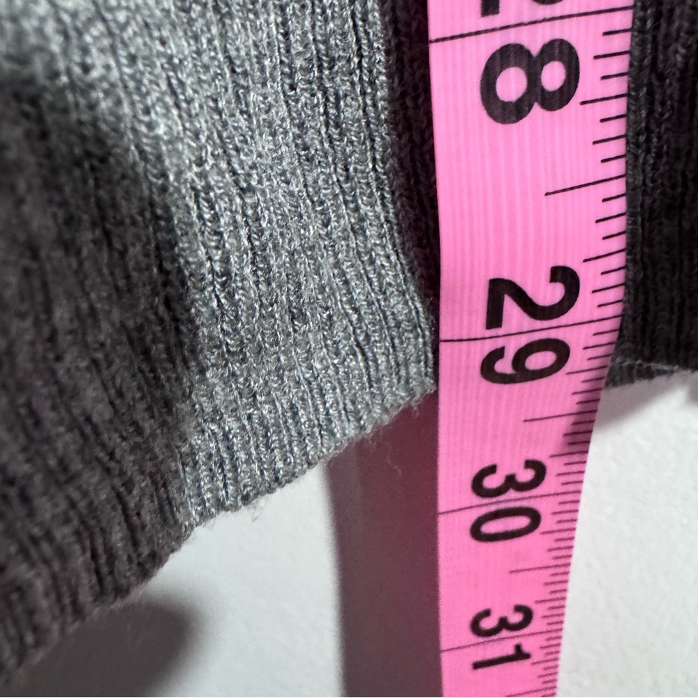 AllSaints Gray Ribbed Open Cardigan Sweater Lightweight Minimalist Large - Picture 7 of 8